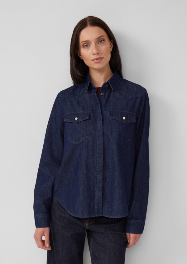 Denim-Bluse mit verdeckter Knopfleiste