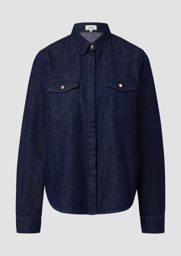 Denim-Bluse mit verdeckter Knopfleiste