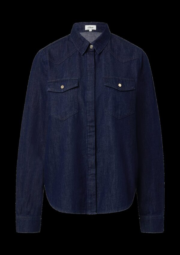 Denim-Bluse mit verdeckter Knopfleiste