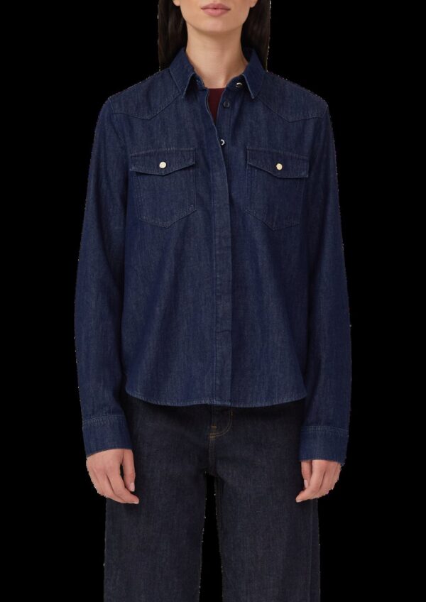 Denim-Bluse mit verdeckter Knopfleiste