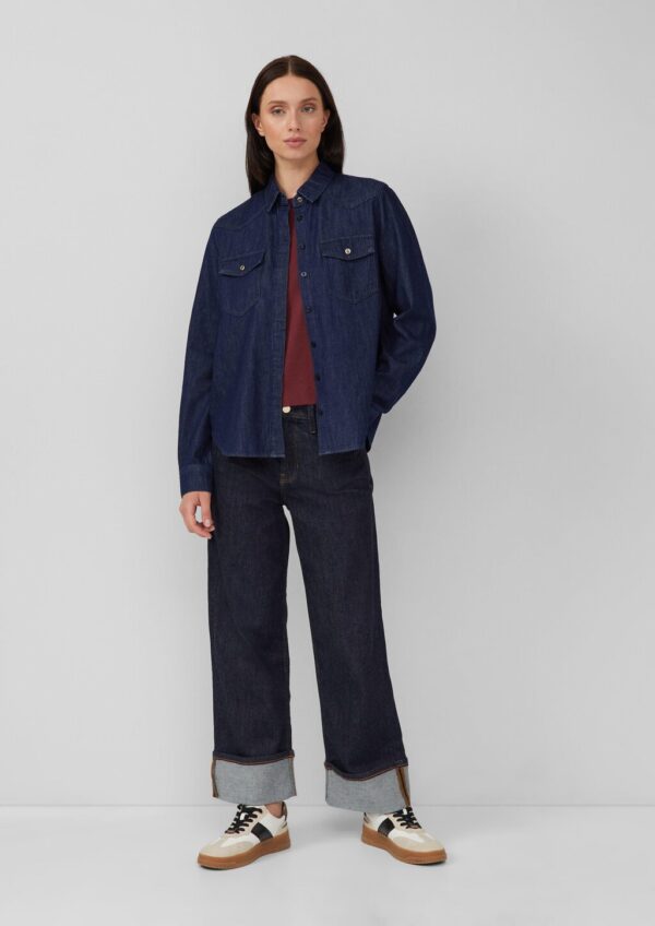 Denim-Bluse mit verdeckter Knopfleiste