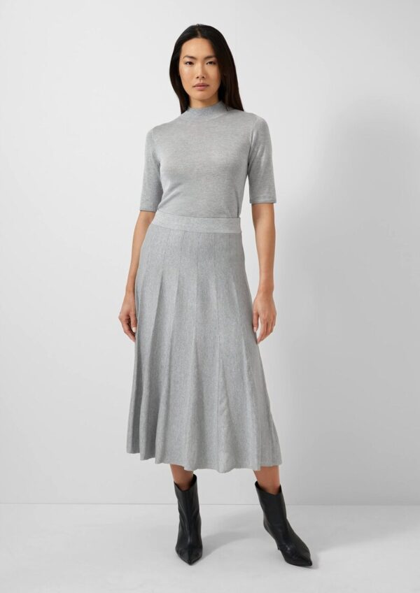 Feinstrickrock in Midi-Länge mit Elastikbund und Glitzergarn