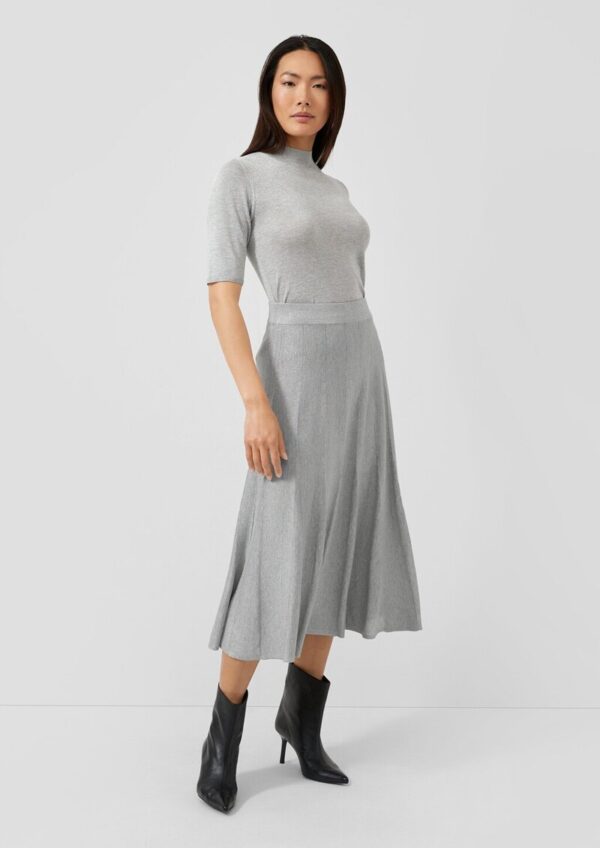 Feinstrickrock in Midi-Länge mit Elastikbund und Glitzergarn