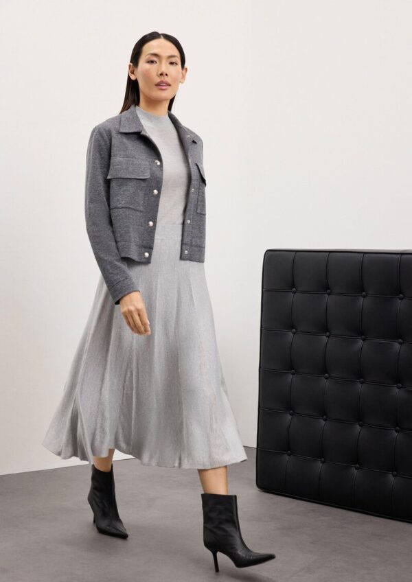 Feinstrickrock in Midi-Länge mit Elastikbund und Glitzergarn