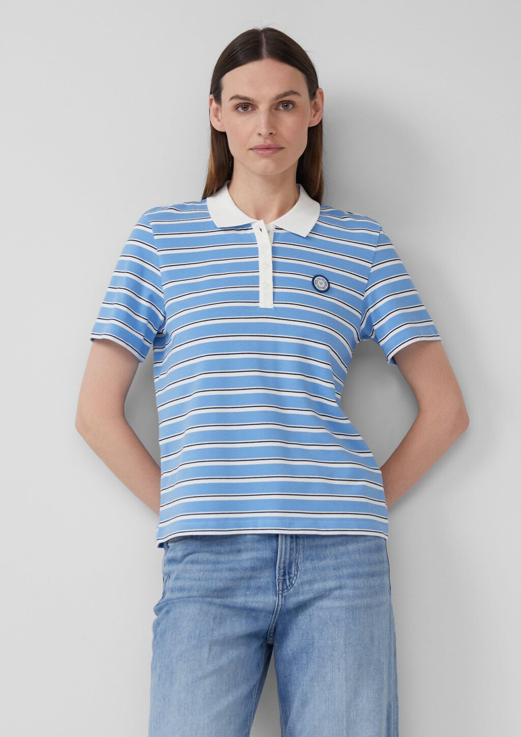 Verkürztes Pique-Poloshirt mit Patch