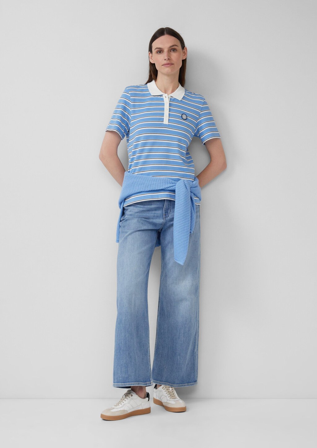 Verkürztes Pique-Poloshirt mit Patch