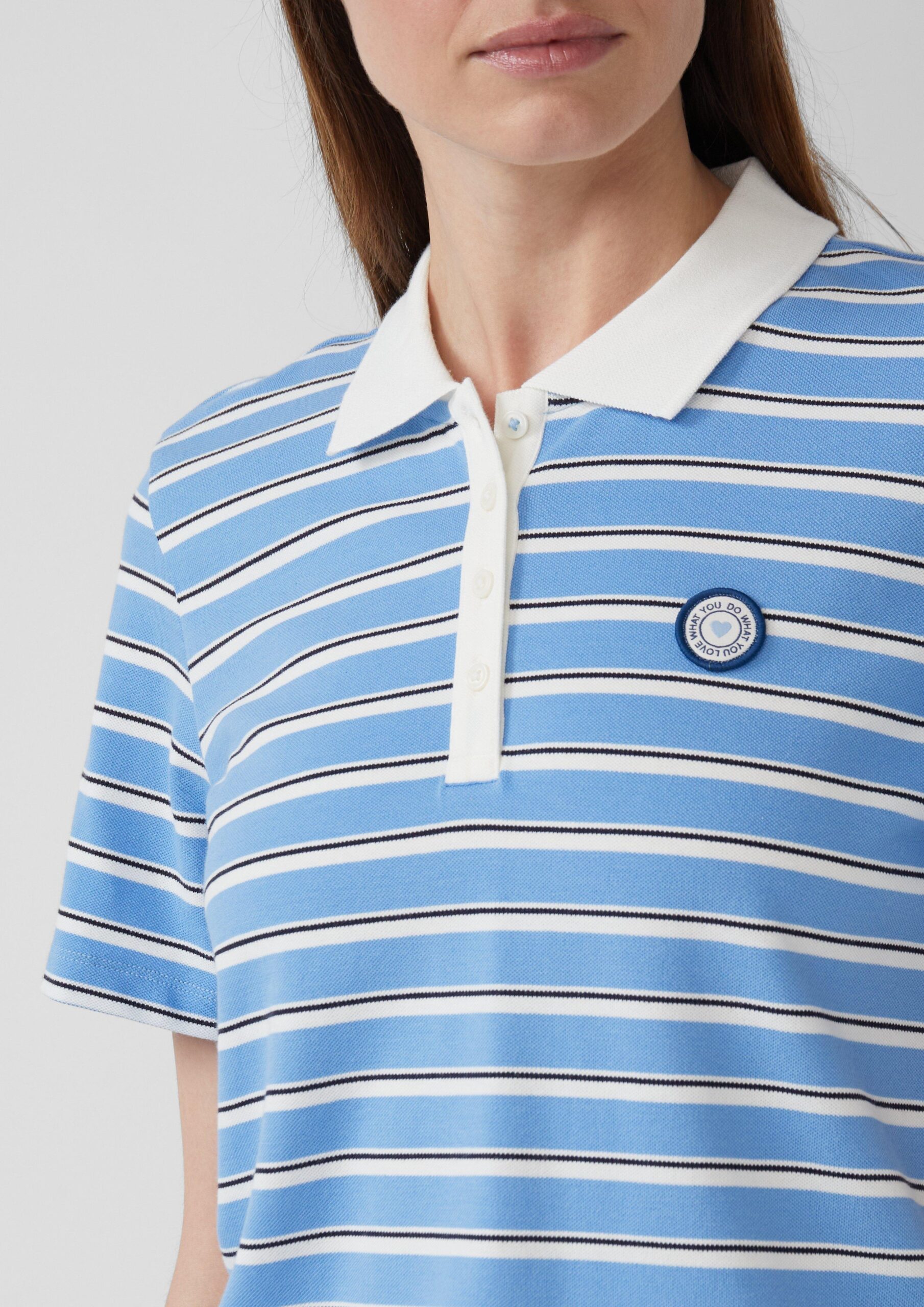 Verkürztes Pique-Poloshirt mit Patch