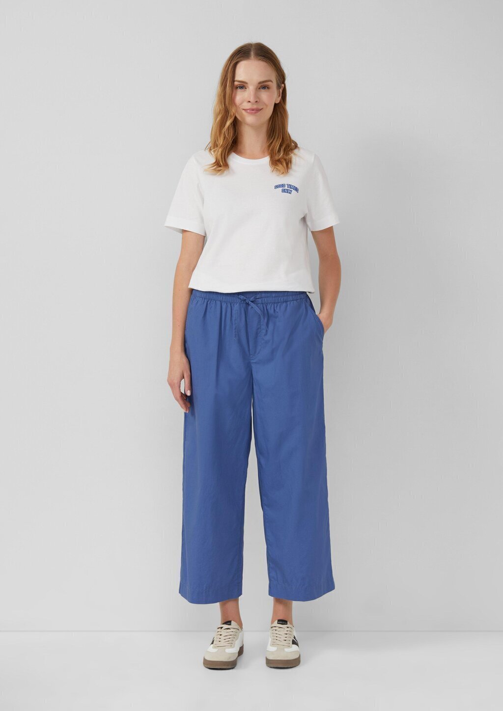 High Rise Culotte mit Elastikbund und Eingrifftaschen