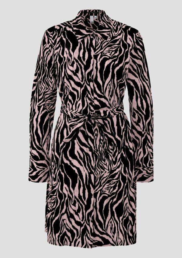 Gemustertes Hemdblusenkleid mit Bindegürtel