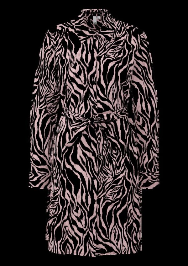 Gemustertes Hemdblusenkleid mit Bindegürtel