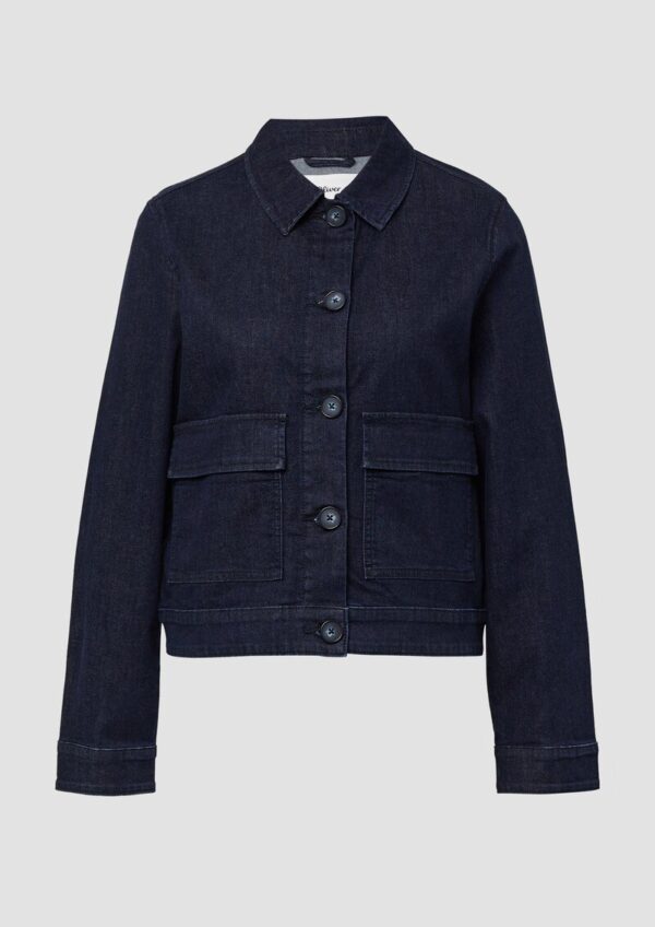 Elastische Denimjacke mit Pattentaschen im Relaxed Fit