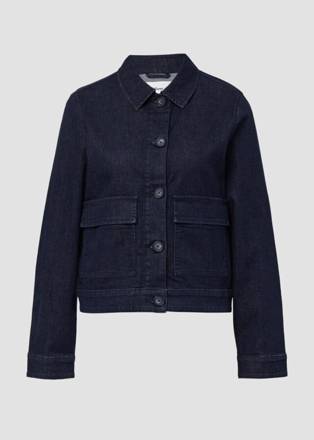 Elastische Denimjacke mit Pattentaschen im Relaxed Fit