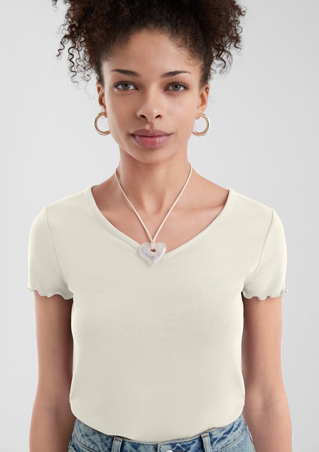 Schmal geschnittenes T-Shirt aus Rippware