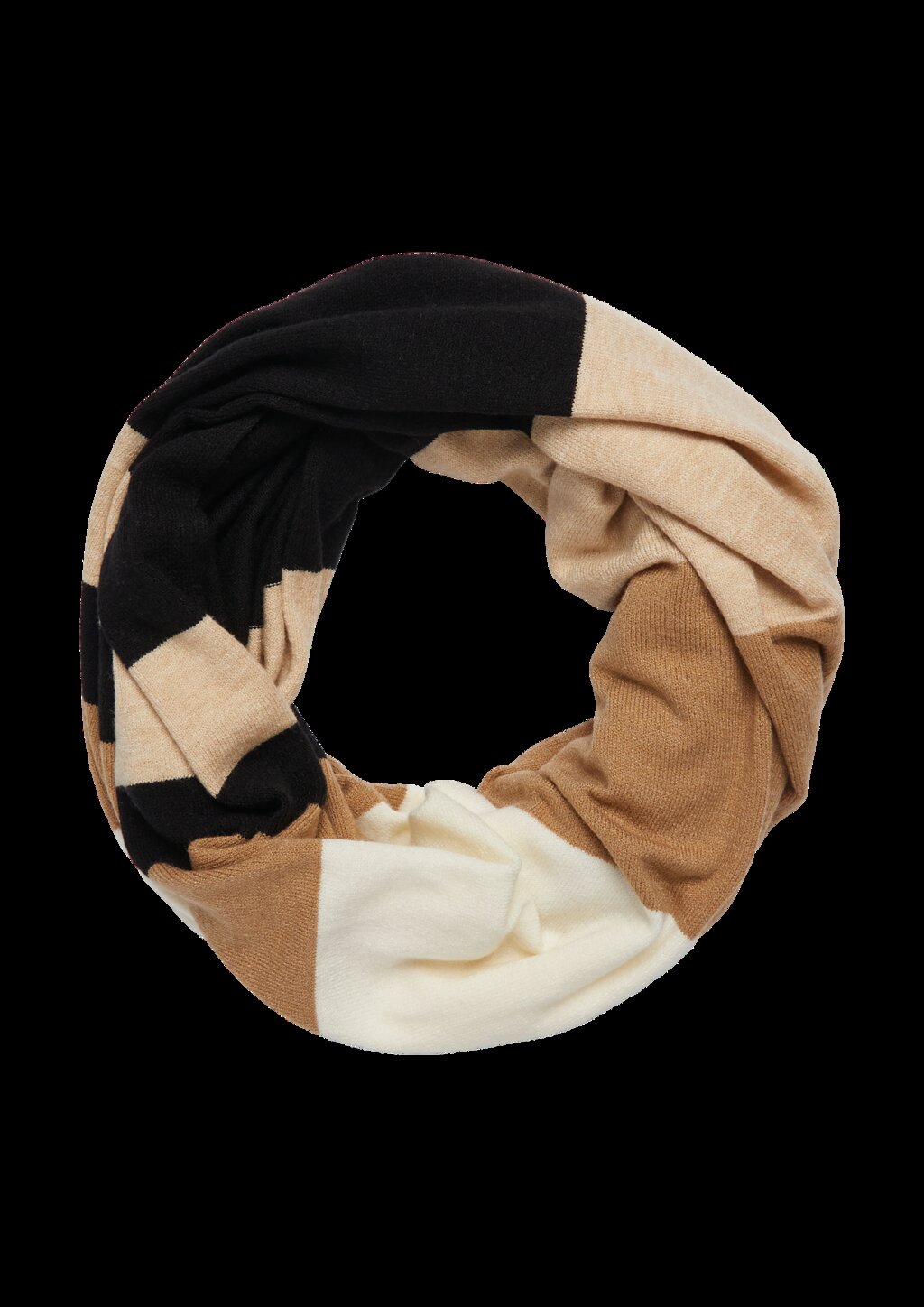 Lässiger Feinstrick-Loopschal mit Streifen und Logo-Ring