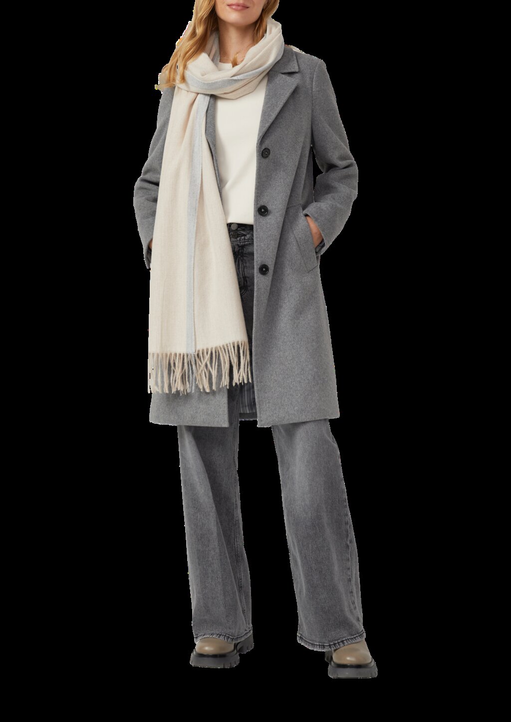 Schal mit Fransen und Colour-Blocking