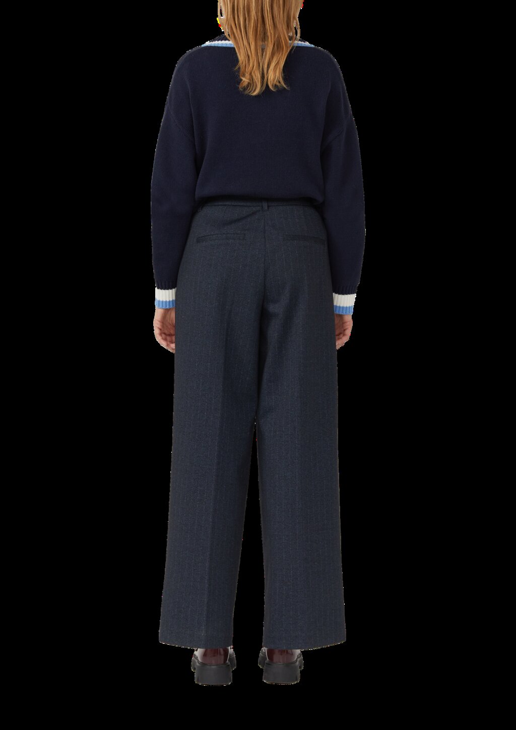 Hose aus Interlockjersey mit Wide Leg und Nadelstreifen