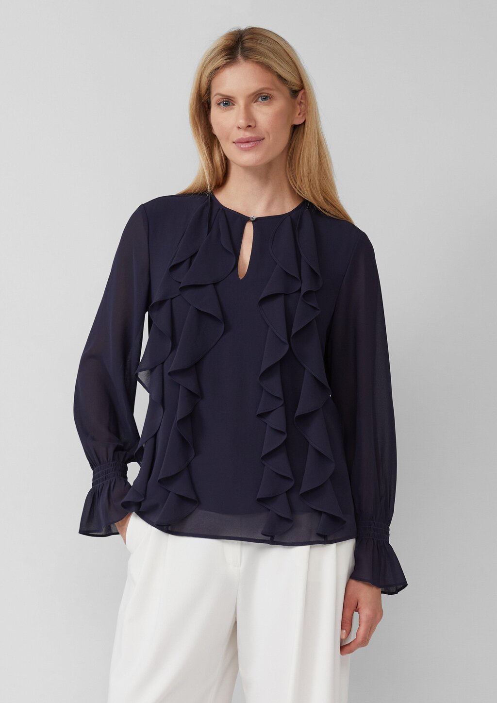 Chiffonbluse mit Volants