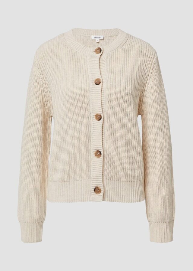 Cardigan aus Baumwollmix in Ripp-Optik
