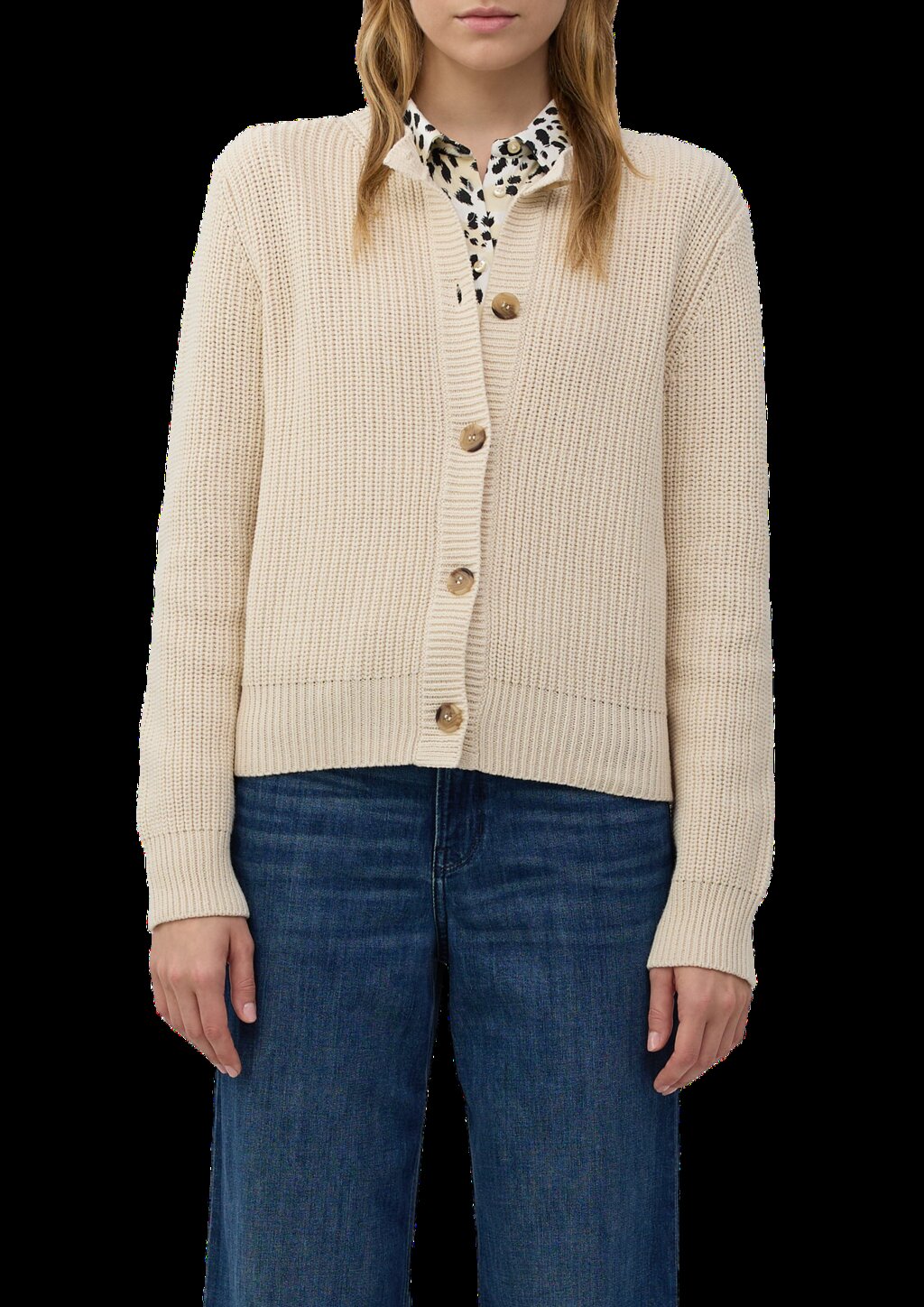 Cardigan aus Baumwollmix in Ripp-Optik