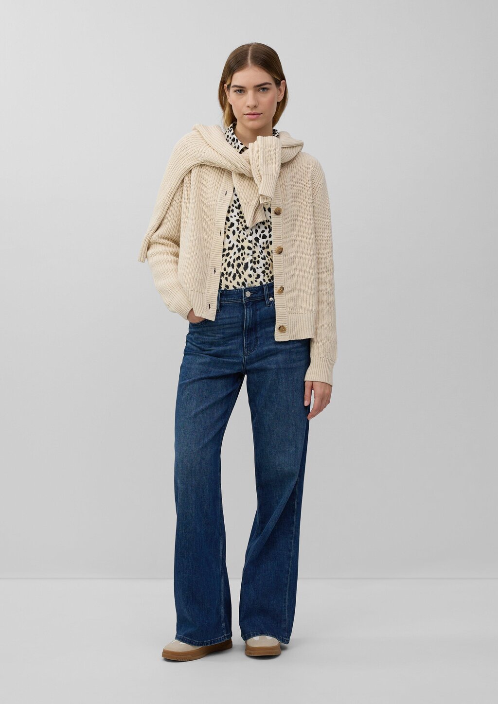 Cardigan aus Baumwollmix in Ripp-Optik