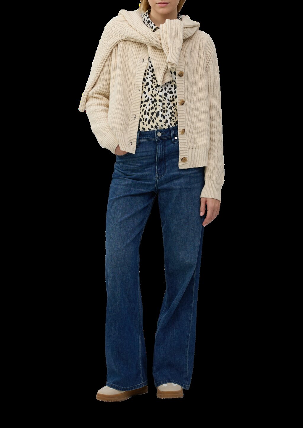 Cardigan aus Baumwollmix in Ripp-Optik