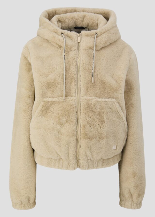 Flauschige Kapuzenjacke in Felloptik