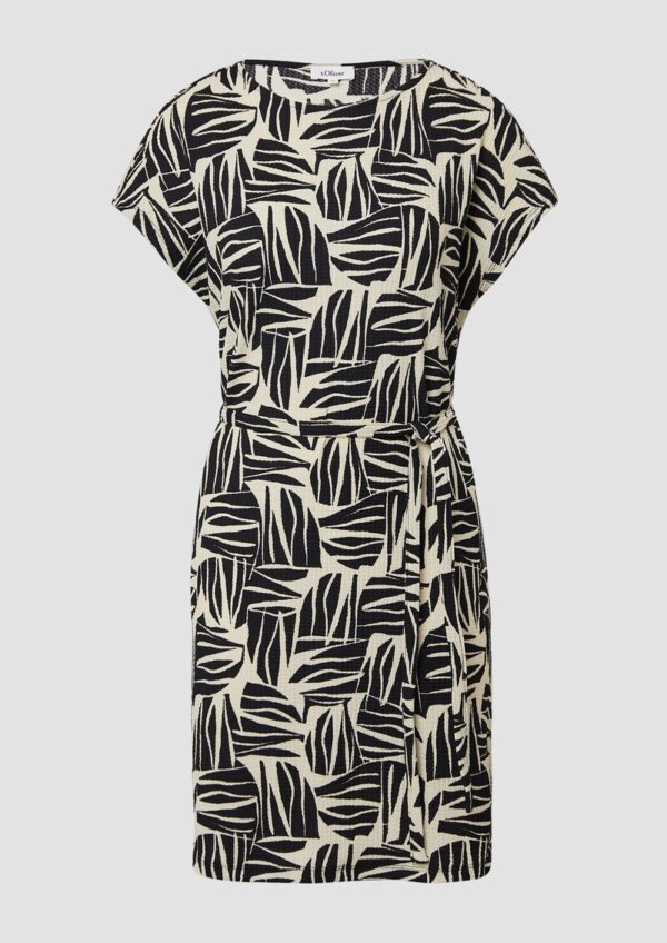 Strukturiertes Jerseykleid im Relaxed Fit mit Bindegürtel