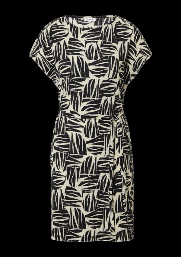 Strukturiertes Jerseykleid im Relaxed Fit mit Bindegürtel