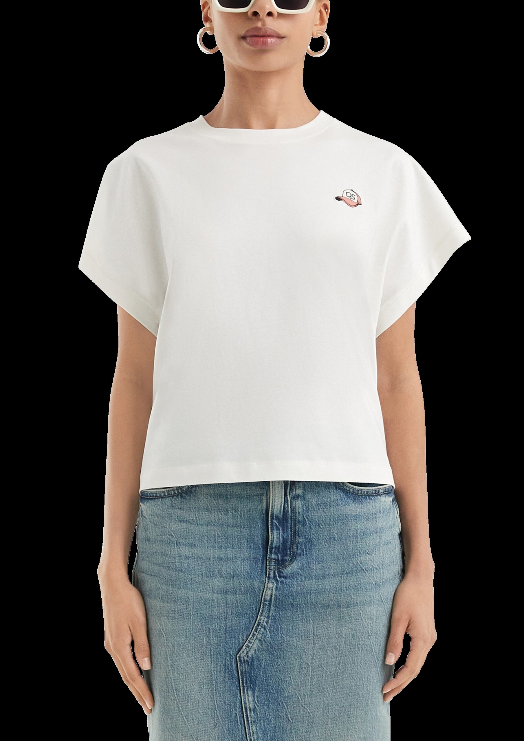 Lässiges Baumwollshirt mit kleiner Stickerei