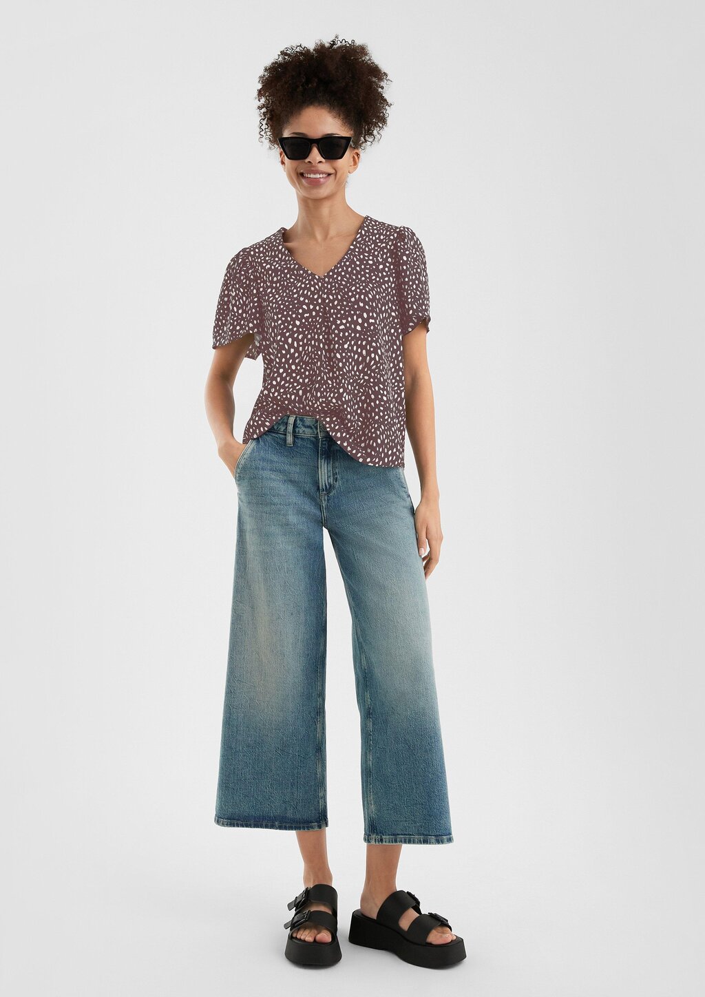 Viskose Bluse mit All-over-Print