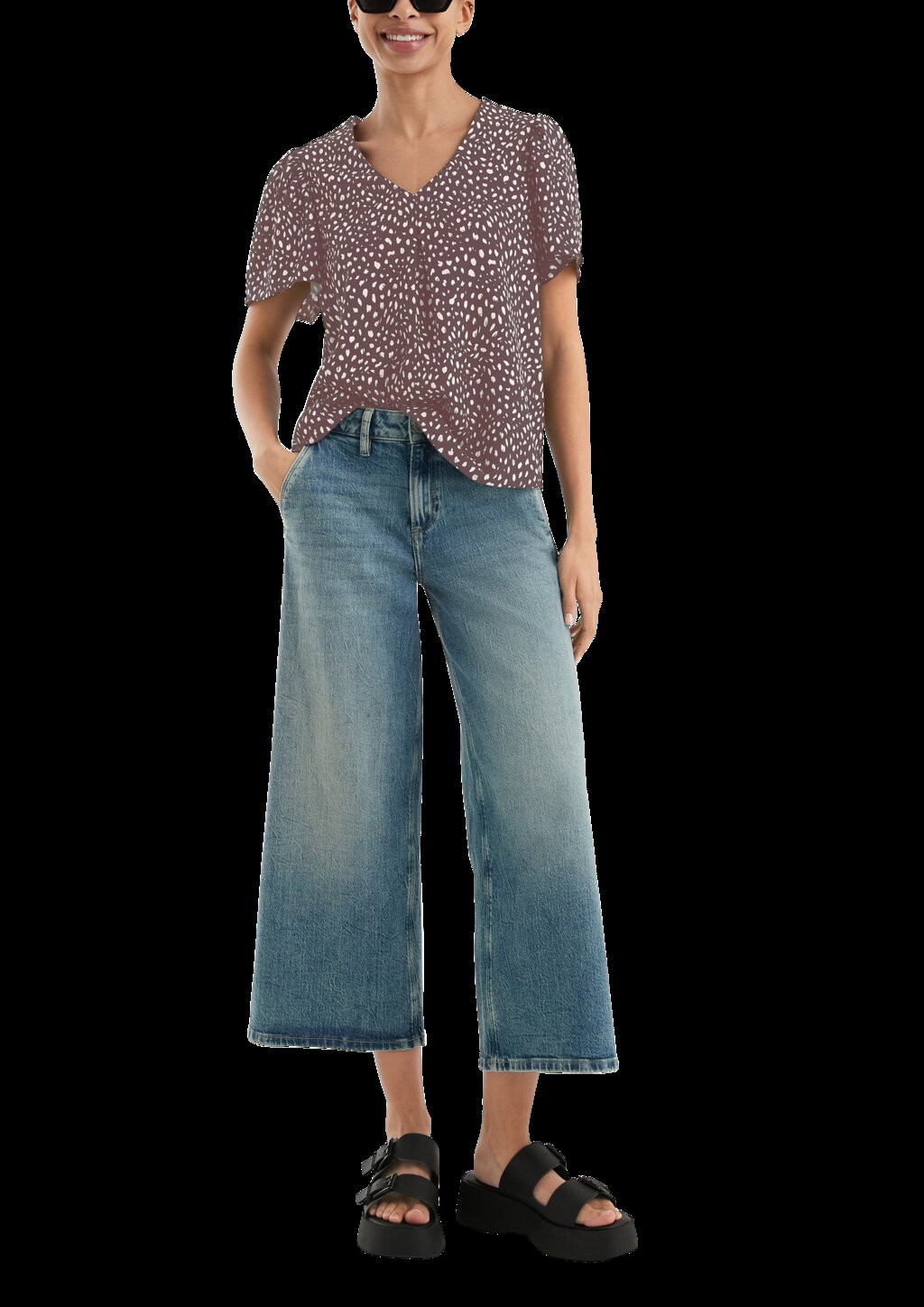 Viskose Bluse mit All-over-Print