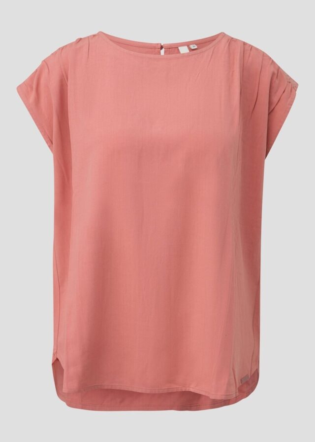 Lockere Viskosebluse mit Spitzeneinsatz