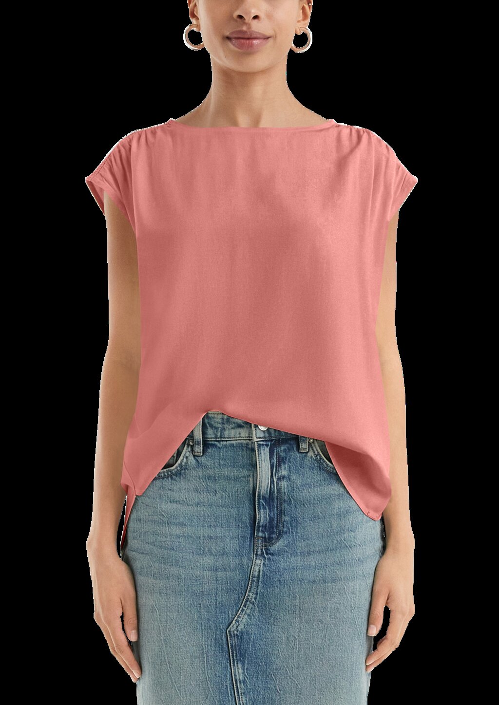 Lockere Viskosebluse mit Spitzeneinsatz