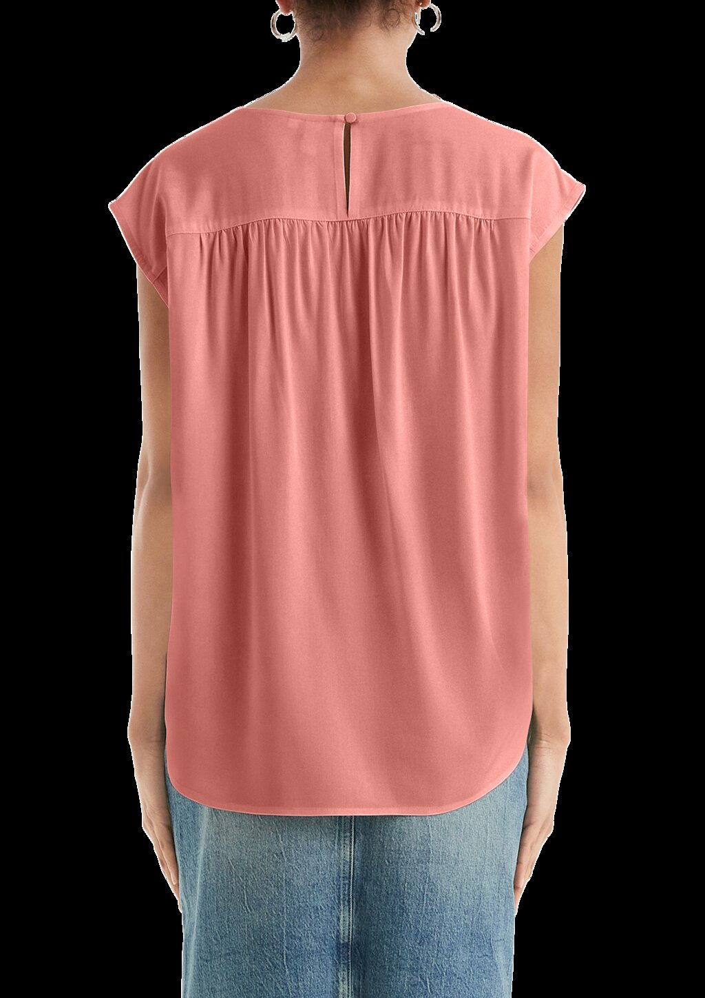 Lockere Viskosebluse mit Spitzeneinsatz