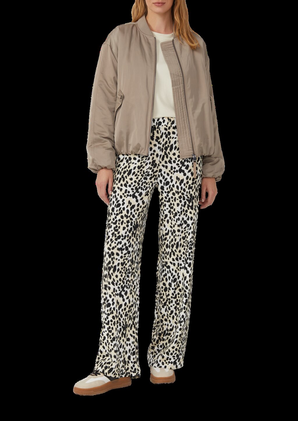 Strukturierte Wide-Leg-Hose im Relaxed Fit mit All-over-Muster