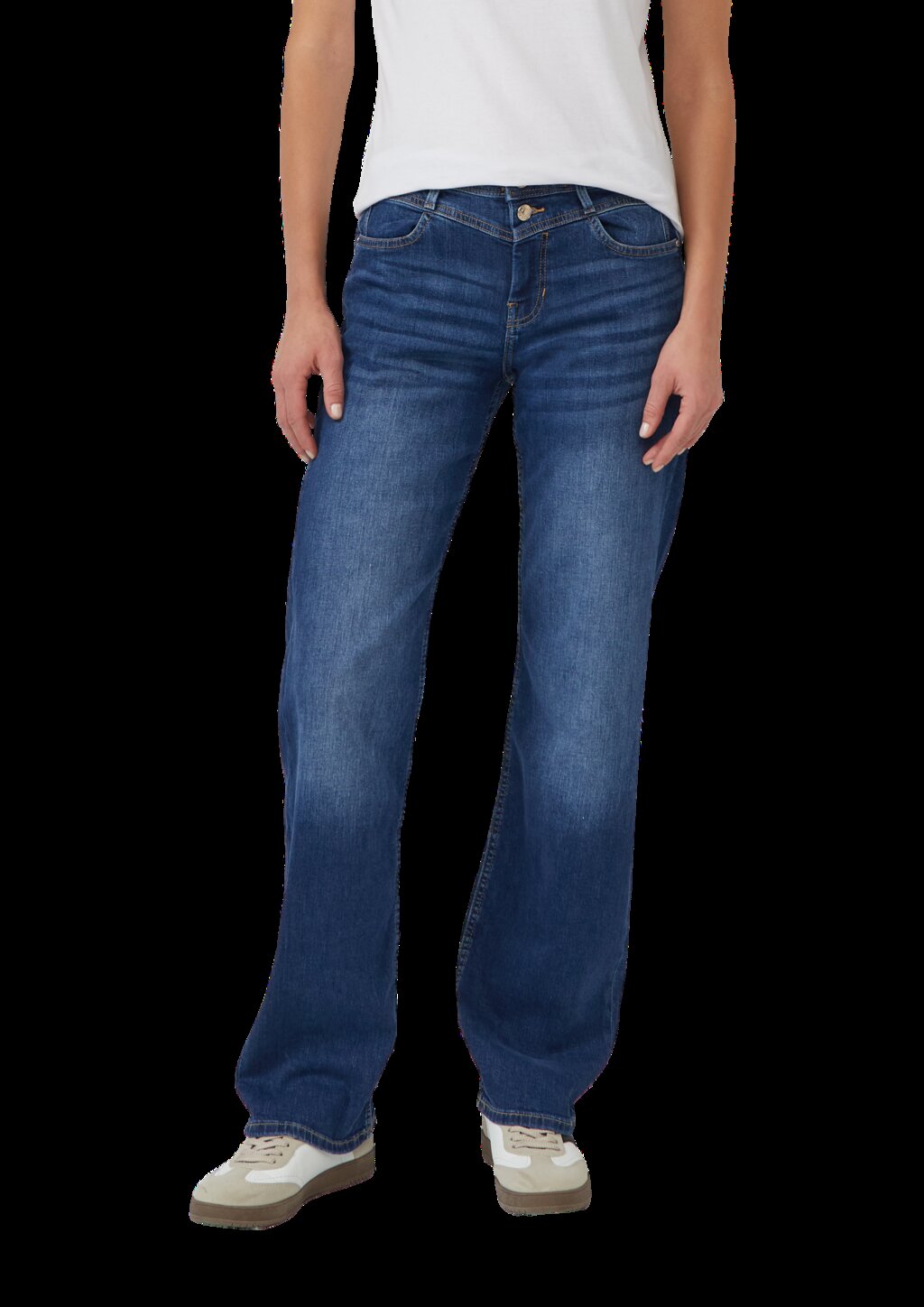 Jeans Karolin / Regular Fit / Mid Rise / Straight Leg / Doppelbund-Optik