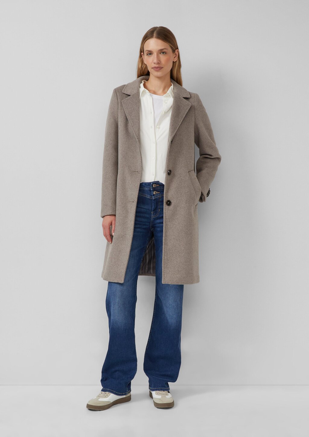 Jeans Karolin / Regular Fit / Mid Rise / Straight Leg / Doppelbund-Optik