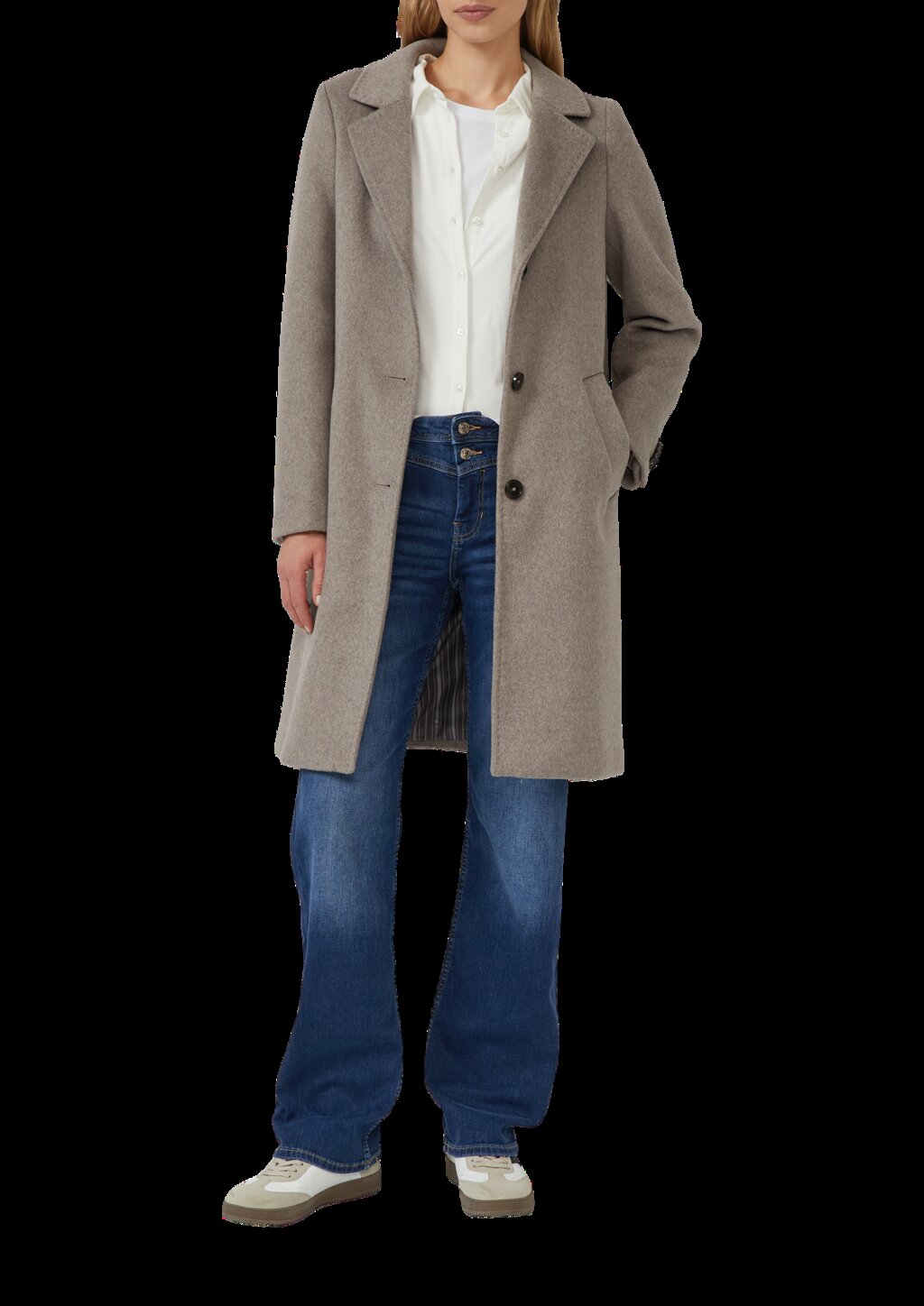 Jeans Karolin / Regular Fit / Mid Rise / Straight Leg / Doppelbund-Optik