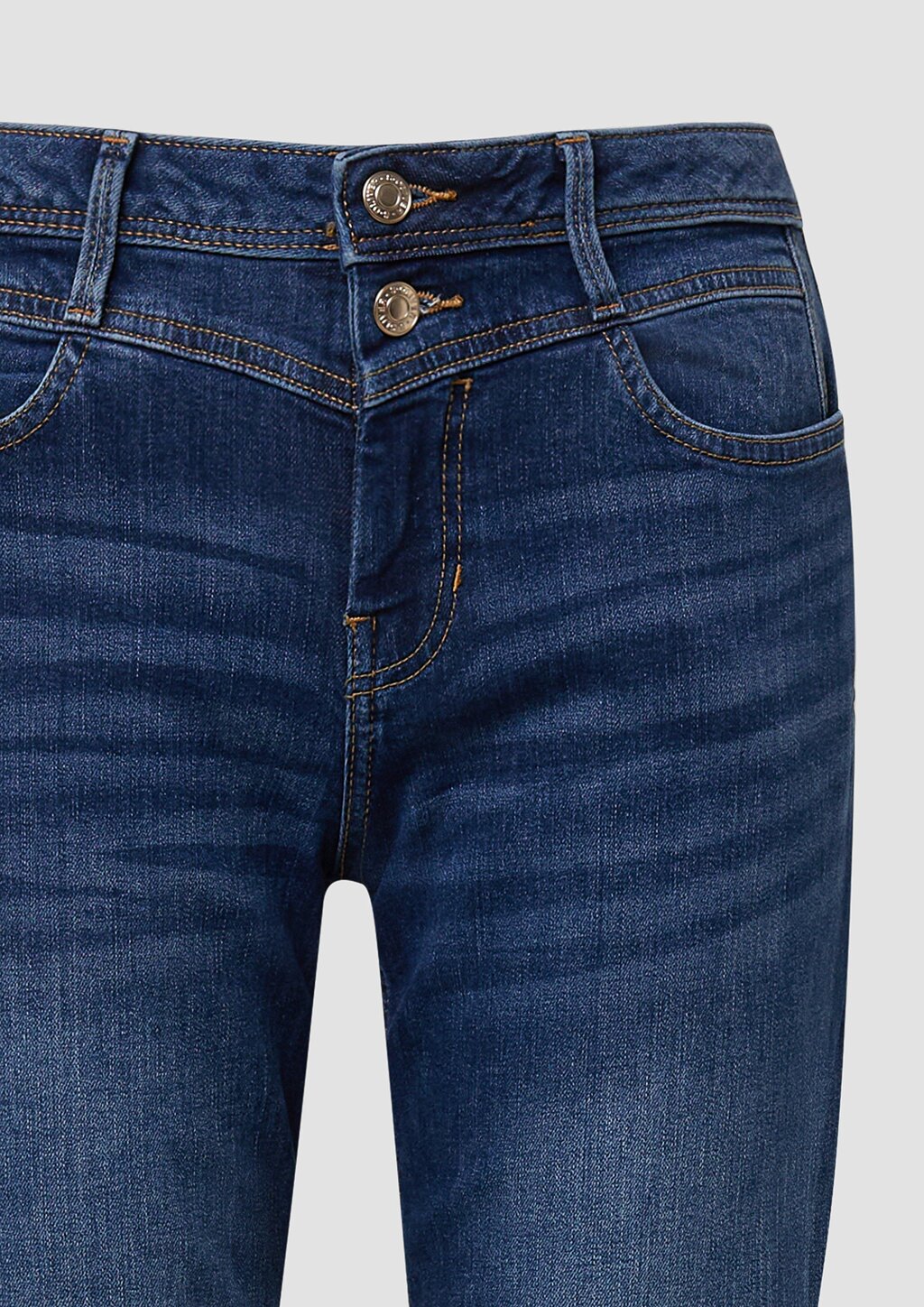 Jeans Karolin / Regular Fit / Mid Rise / Straight Leg / Doppelbund-Optik