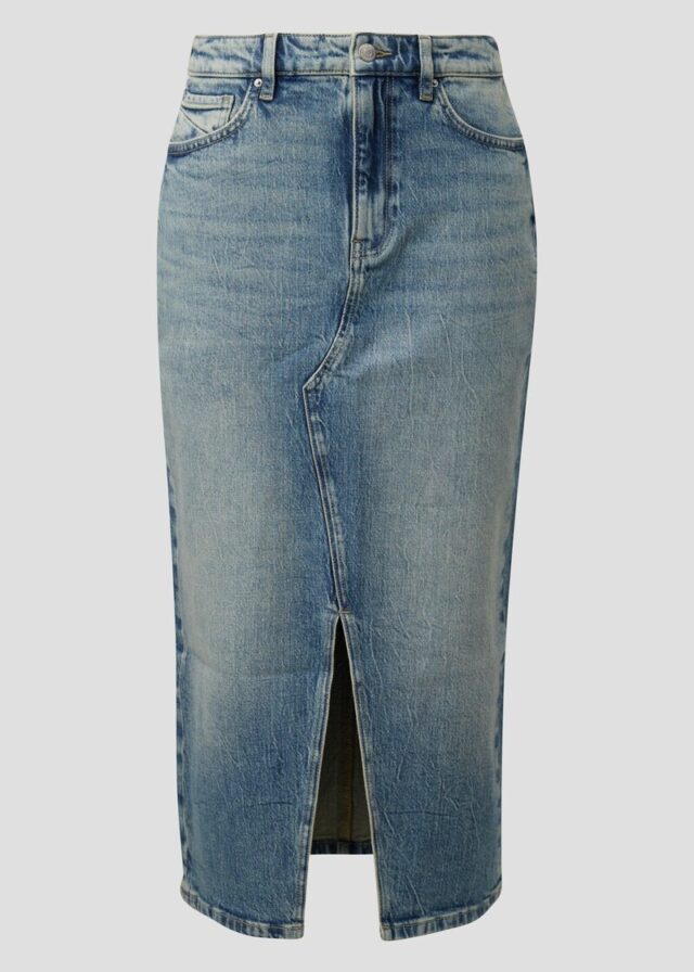 High Rise Denim Midi-Rock