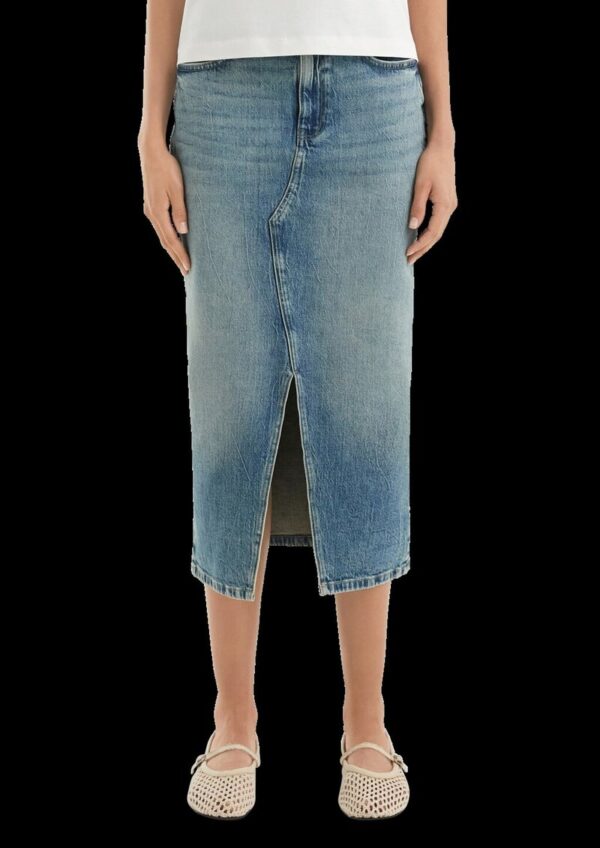 High Rise Denim Midi-Rock