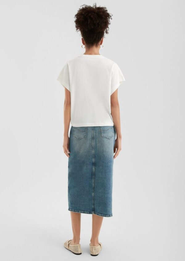 High Rise Denim Midi-Rock