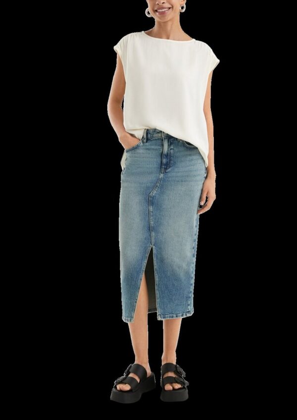 High Rise Denim Midi-Rock