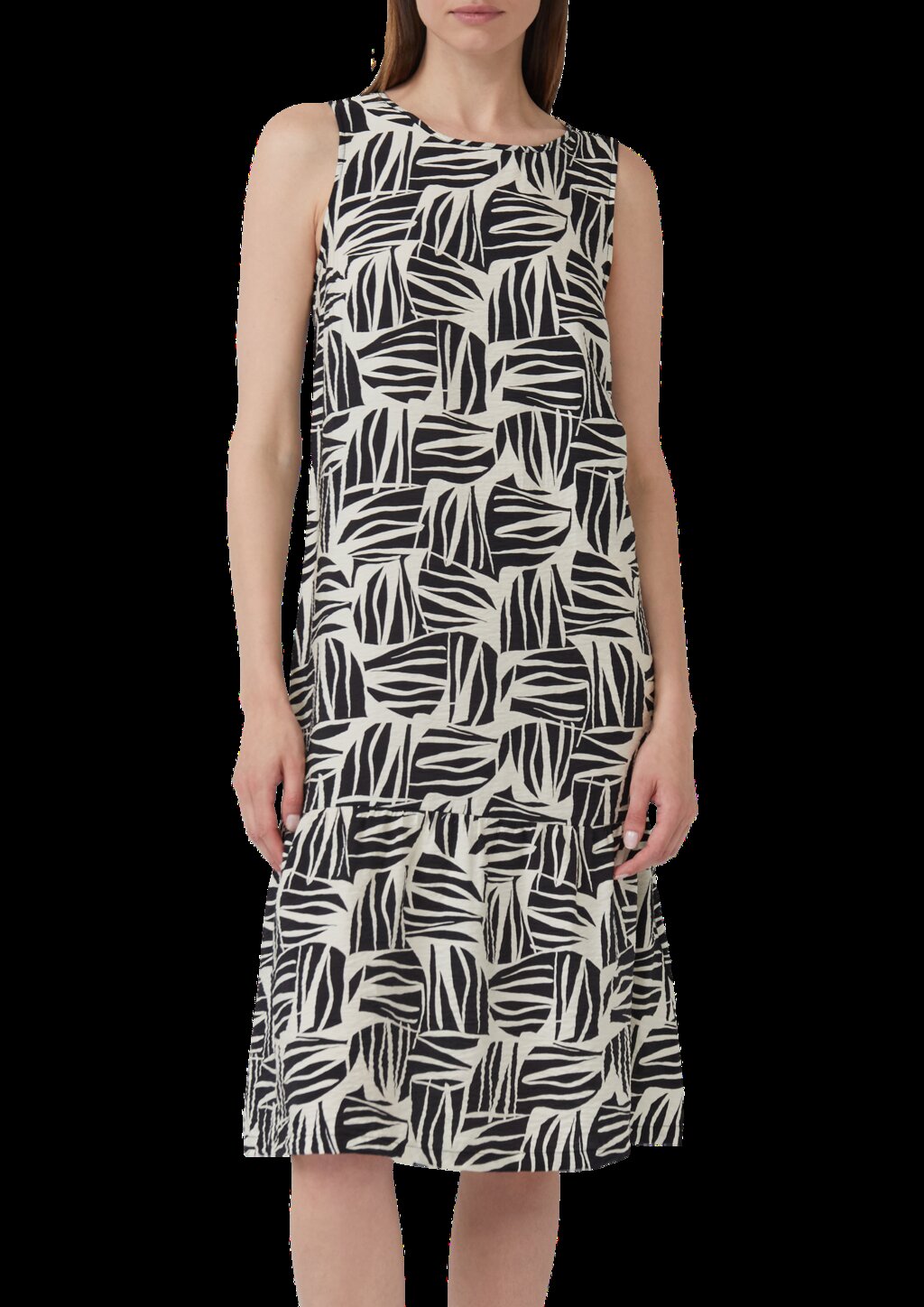 Midikleid aus strukturiertem Viskosemix mit All-over-Print