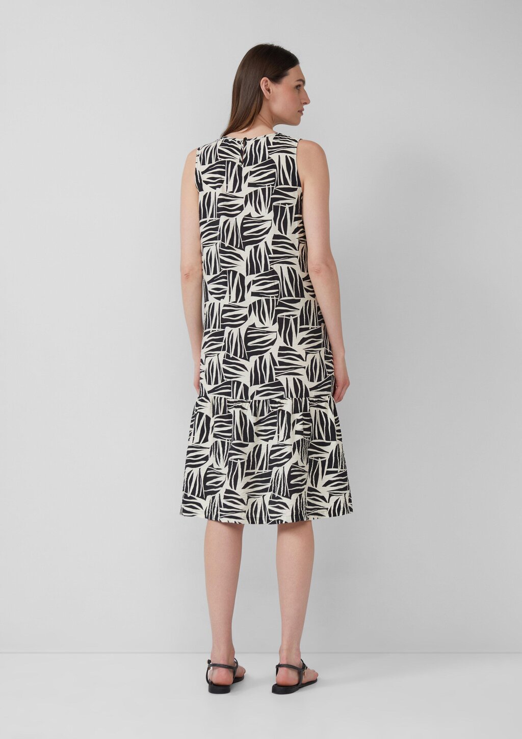 Midikleid aus strukturiertem Viskosemix mit All-over-Print