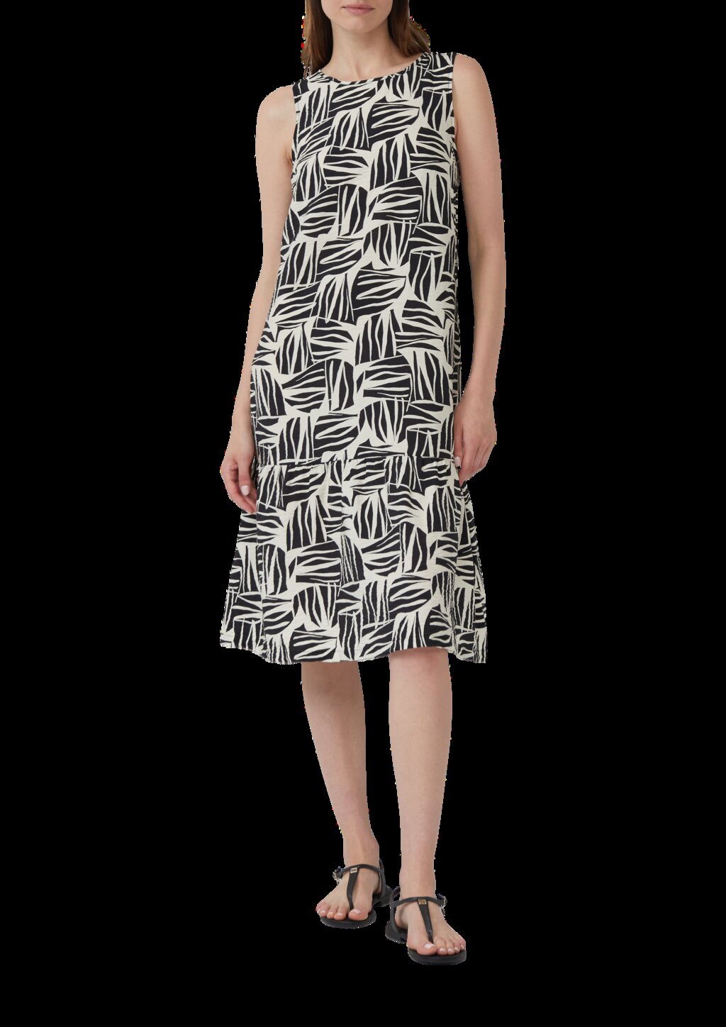 Midikleid aus strukturiertem Viskosemix mit All-over-Print