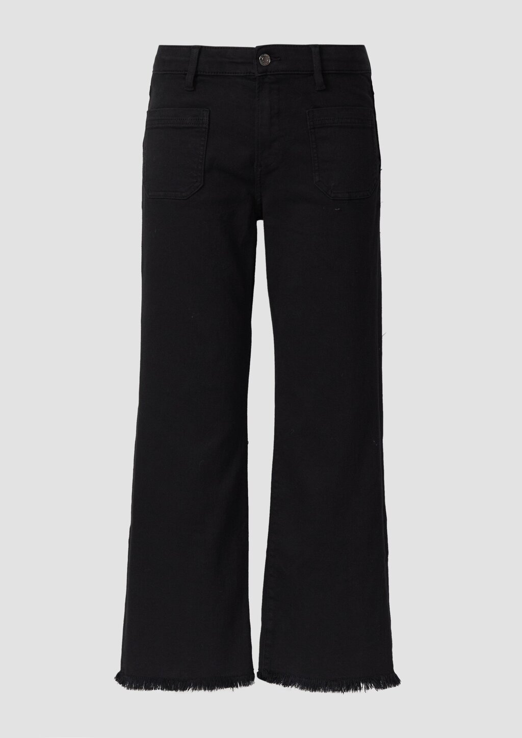 Cropped Jeans / Slim Fit / Mid Rise / Flared Leg / Fransensaum