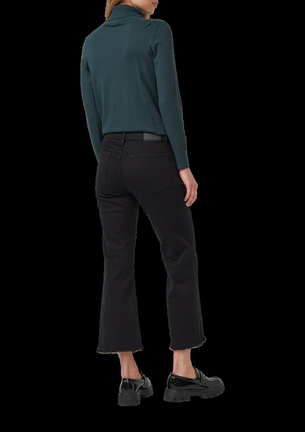 Cropped Jeans / Slim Fit / Mid Rise / Flared Leg / Fransensaum