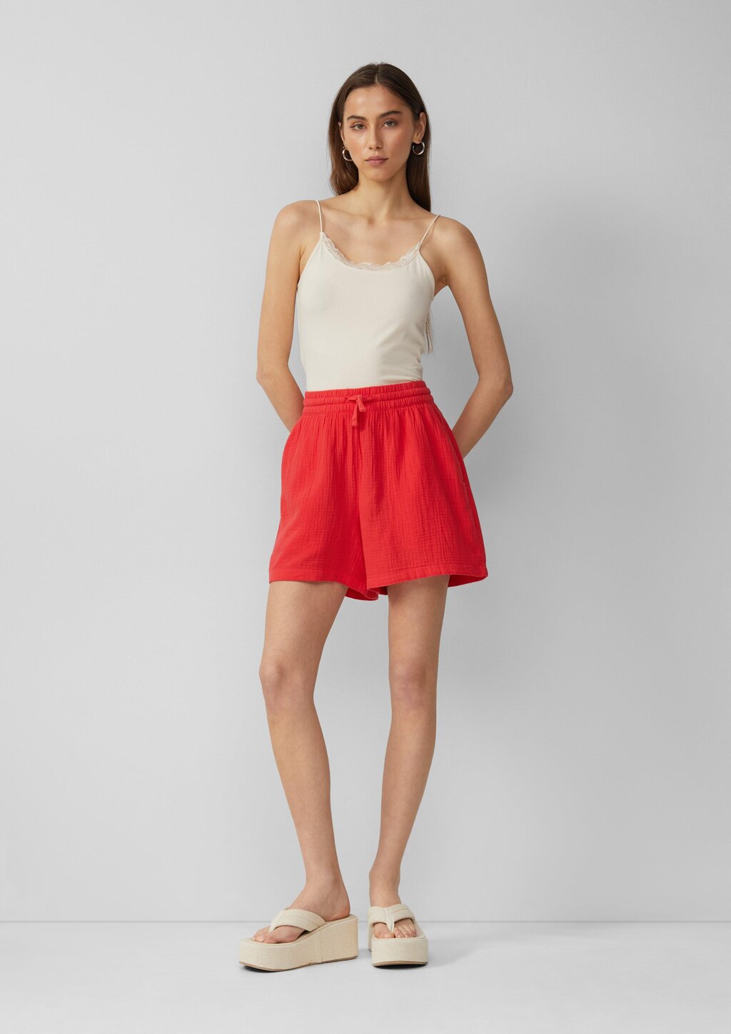 Musselin-Shorts mit Elastikbund