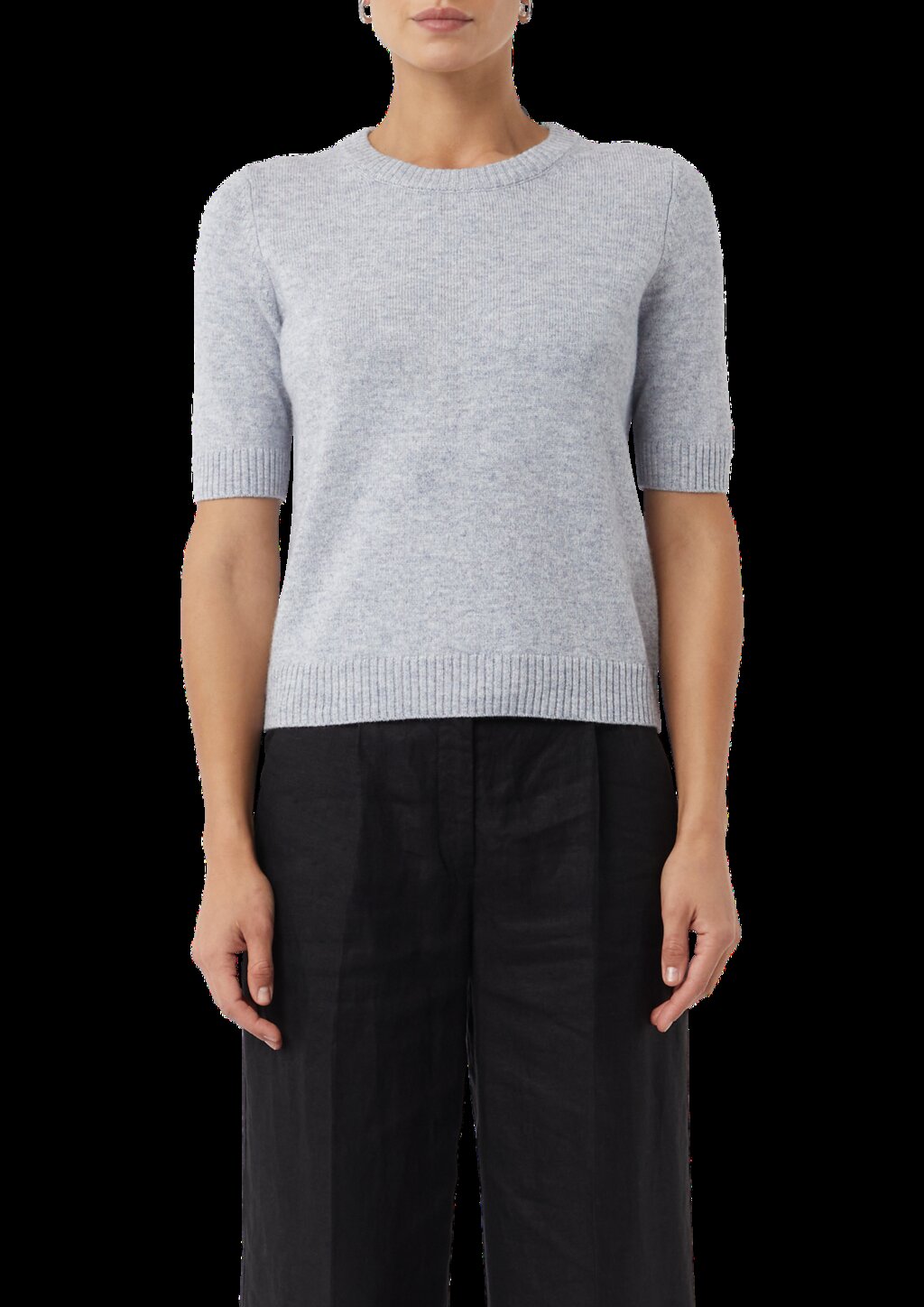 Strickpullover aus Wollmix mit halblangem Ärmel